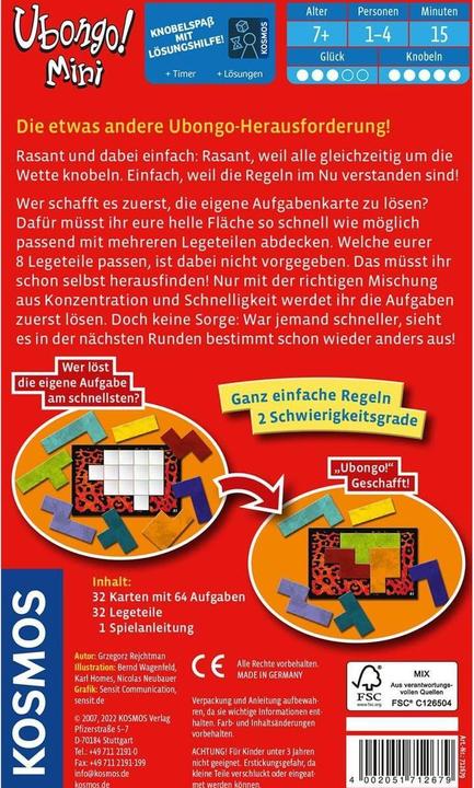 Actual product image Kosmos Ubongo Mini (German, 1 - 4 Players)