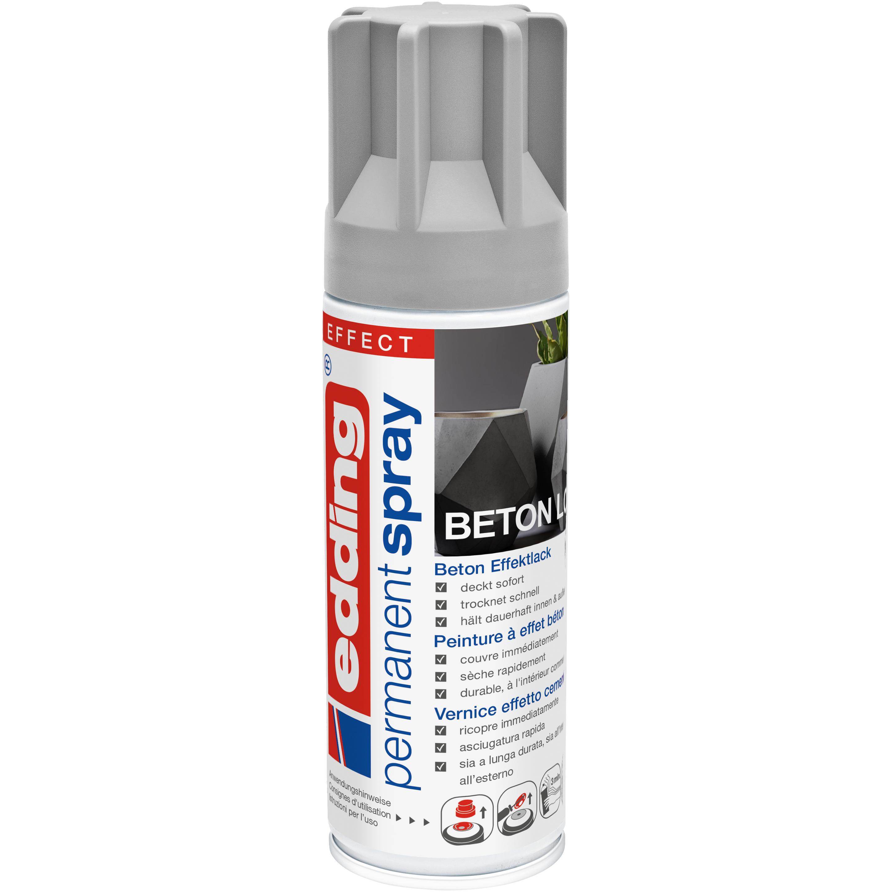 4x Edding, Lack, 5200 "Permanentspray", Betoneffekt Seidenmatt (Betoneffekt, 0.20 l)