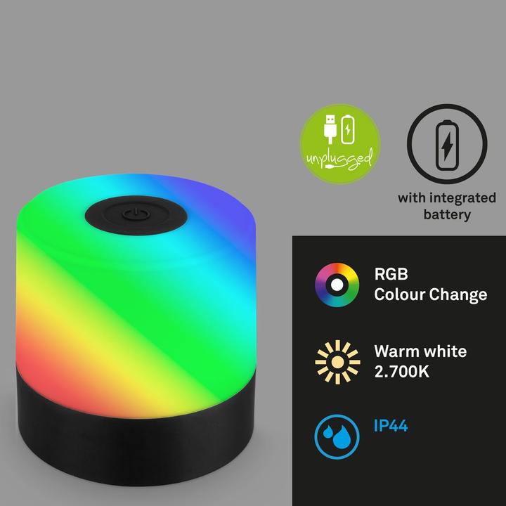 Image du produit Briloner Akku RGB LED lampe de table, noir, 1xLED/1,5W (100 lm)