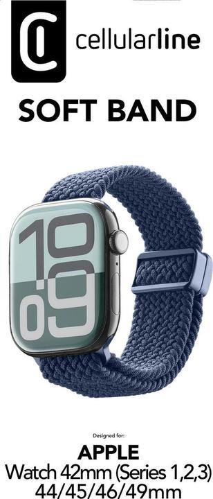 Immagine prodotto Cellularline Soft Band für Apple Watch (Serie 1/ 2/ 3) 44/ 45/ 46/ 49mm (Nylon, Sintetico)