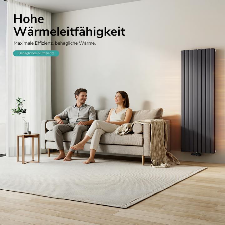 Produktbild Emke Heizkörper, Flachheizkörper mit Zentralanschluss, Anthrazit 180x61cm 2227W Doppellagig (2227 W)