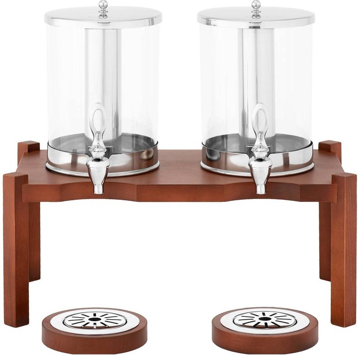 Produktbild Royal Catering Saftspender 2 x 7 L Saftdispenser Gastro Getränkespender Holzrahmen Zapfhahn