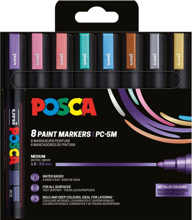 Actual product image Posca Marker UNI PC-5M 8er Set Metallic (8 x)