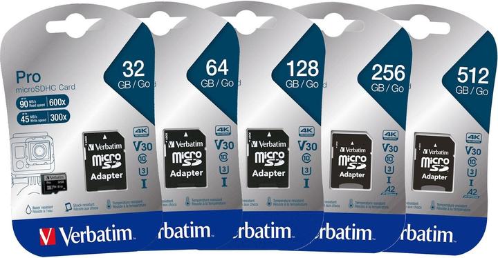 Actual product image Verbatim Pro (64 GB, microSDXC, U3, UHS-I)
