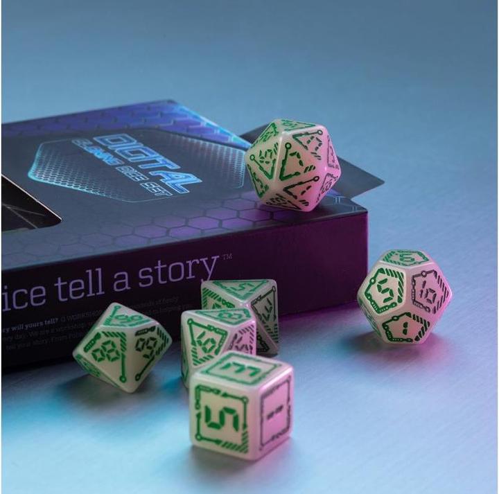 Actual product image Q Workshop SDGT3N - "Digital" Glowing Dice Set