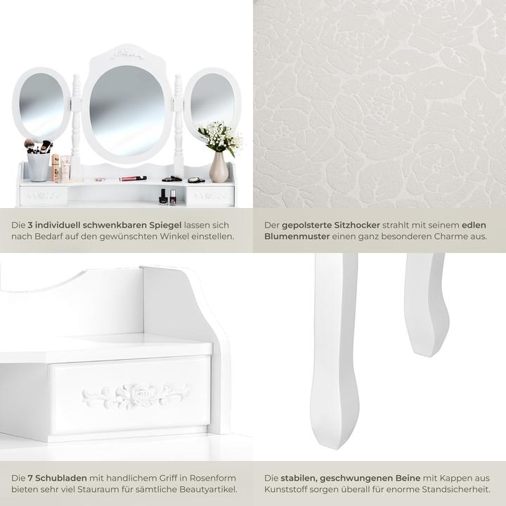 Image du produit tectake Coiffeuse (40 x 40 x 145 cm)