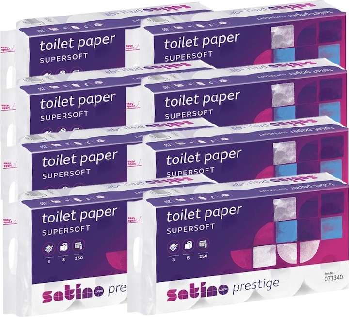 Wepa Papier hygiénique Satino Prestige, 3 plis, 64 rouleaux (8 x)