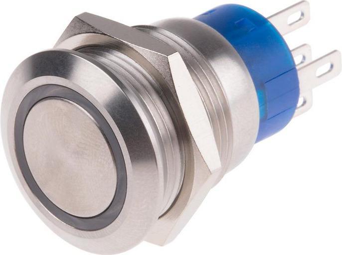 Actual product image RS PRO Push-button switch Yellow illuminated Push-button 19.2 (Dia.)mm, changeover switch, 1-pole 250V ac