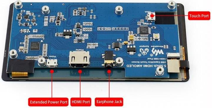 Immagine prodotto WaveShare Display universale AMOLED da 5,5" con HDMI e touchscreen capacitivo