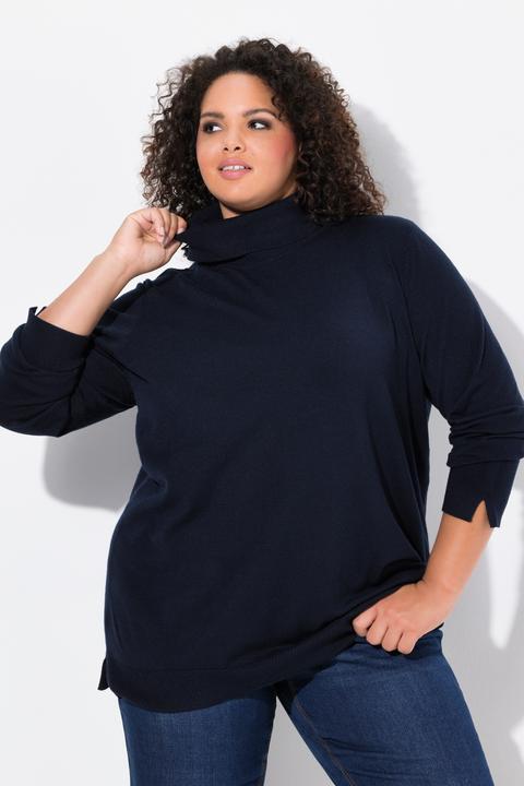 Produktbild Ulla Popken Rollkragenpullover, breite Rippbündchen, Langarm (50, 52)