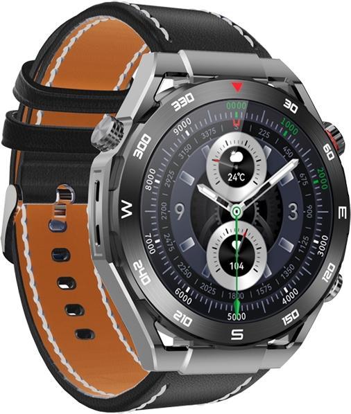 Actual product image Gino Rossi Veltori VT100-1 Smartwatch + schwarzes Silikonarmband + schwarzes Öko-Leder