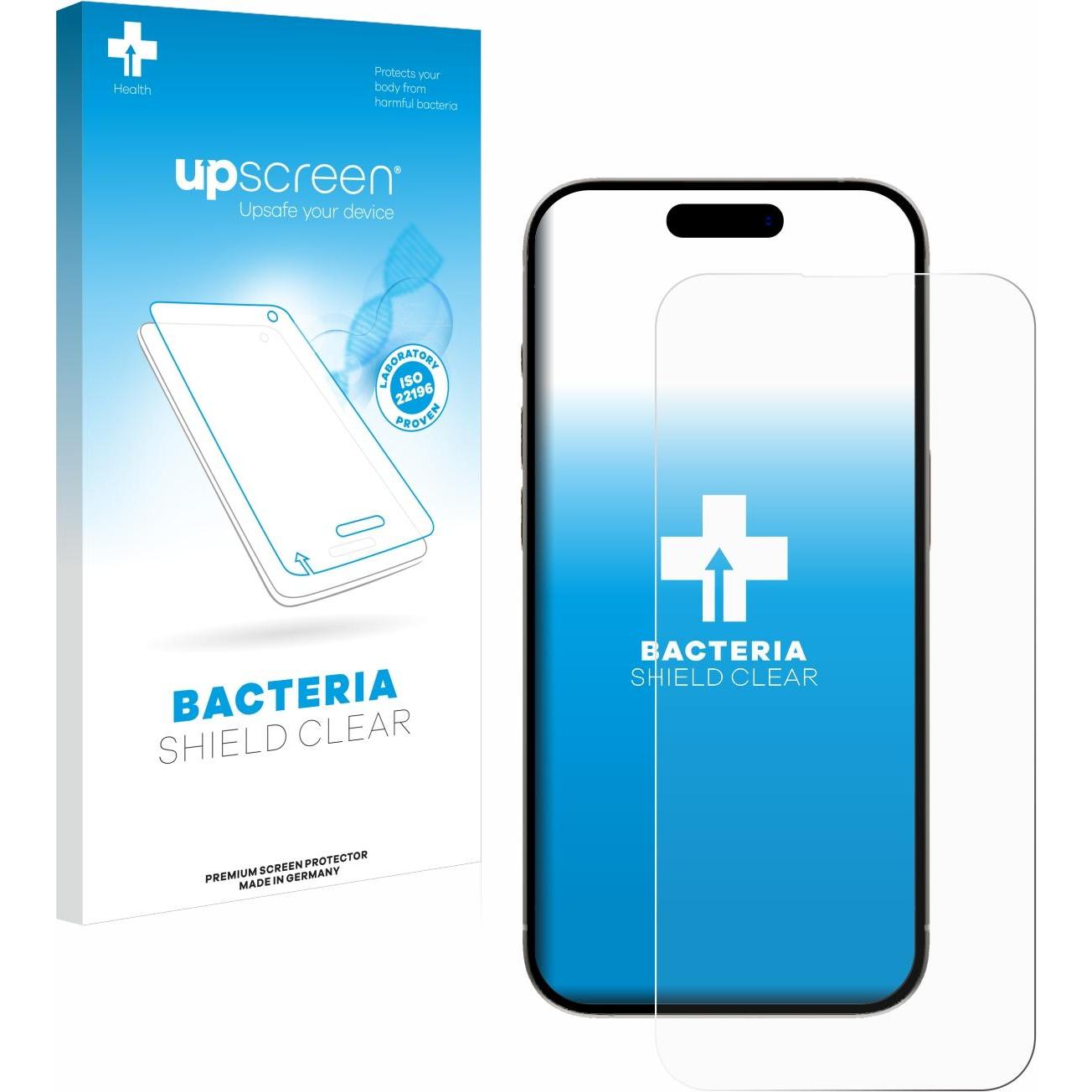 upscreen Antibakterieller Displayschutz (1 Stück, Apple iPhone 15 Pro), Smartphone Schutzfolie, Transparent