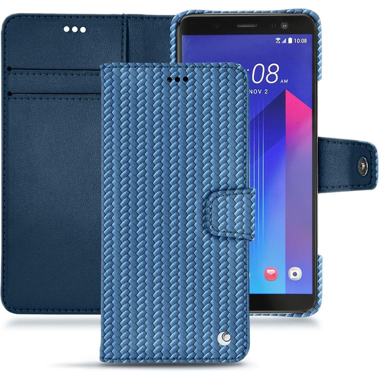 Noreve Lederschutzhülle Wallet (HTC U11+), Smartphone Hülle, Blau