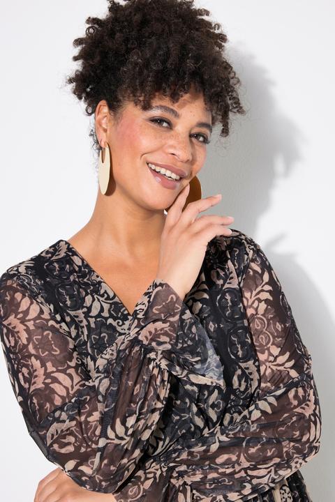 Produktbild Miamoda Kleid, A-Linie, Mesh mit Alloverdruck, Langarm (50)