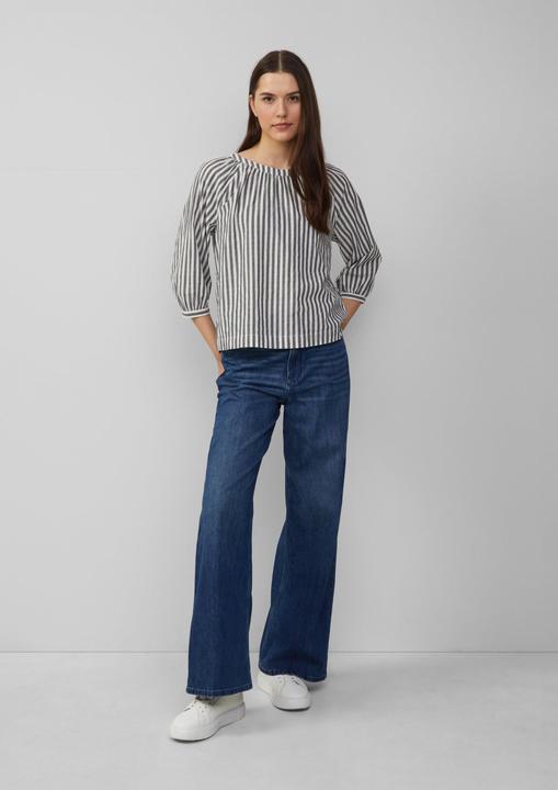 Produktbild S.Oliver Bluse Streifenbluse mit Raffung und Schleife (42)