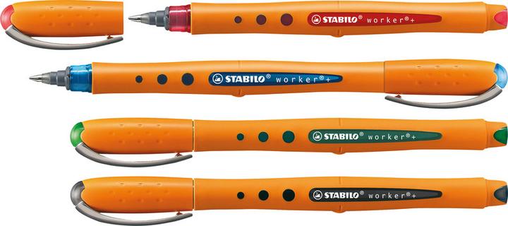 Produktbild STABILO worker+ Tintenroller (Blau, Grün, Rot, Schwarz, 4x)