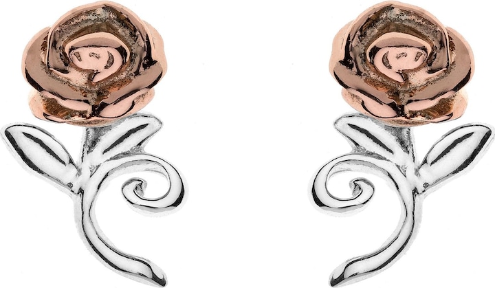 Disney Ohrringe Schöne und das Biest Rose, 925 Sterling Silber (925er Silber)