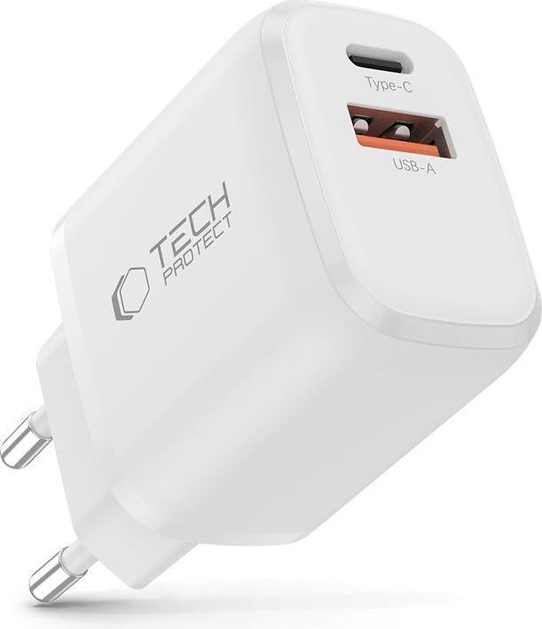 Produktbild Tech-Protect NCA20 PD 20W QC3.0 USB-A / USB-C Wandladegerät - Weiss (20 W)