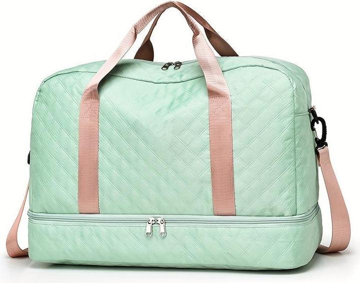 Actual product image Only-Bags.Store Lightweight Argyle Pattern Luggage Bag, Large Capacity Travel Duffle Bag, Portable Overnight