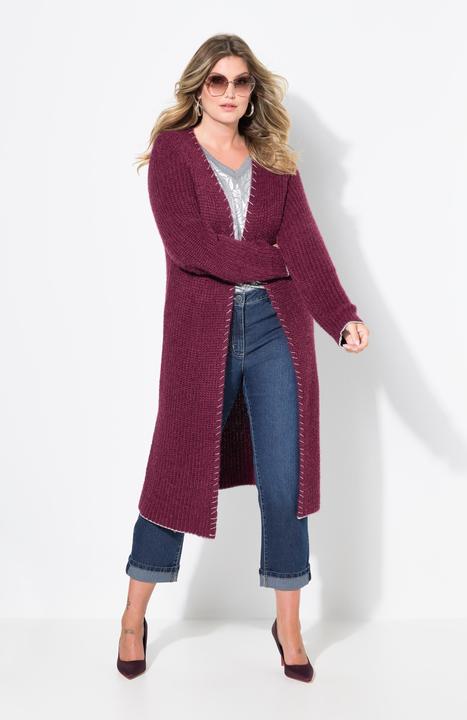 Produktbild Miamoda Strickjacke, extra lang, Ausschnitt mit Zierstich (56)