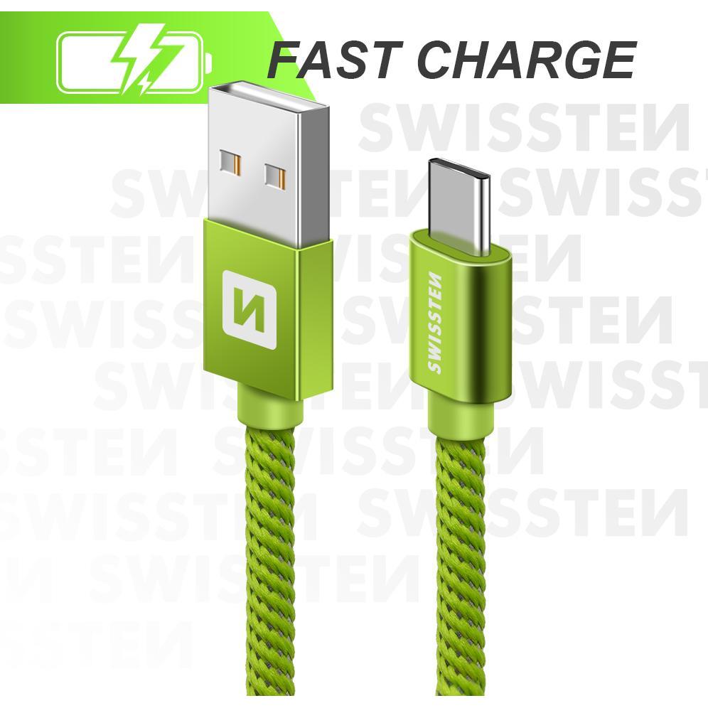 Thumbnail - Swissten Datenkabel Textil USB / USB-C 2.0 M (2 m, USB 3.0), USB Kabel