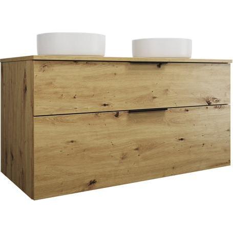 burgbad, Badmöbelset, Eqio Keramik-Aufsatzwaschtische links und rechts, rund, inklusive Waschtischunterschrank, Br