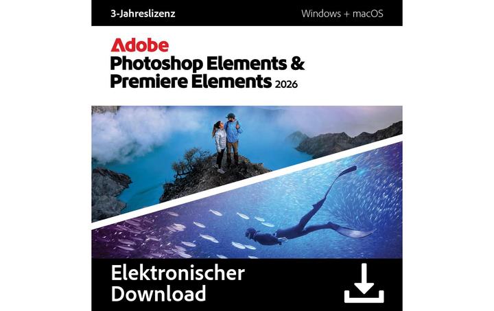 Actual product image Adobe Photoshop & Premiere Elements 2026 3Y Download Code (1 User, 1 Devices/Users, 36 months)