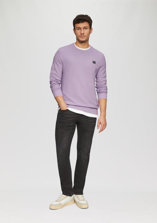 Produktbild S.Oliver Strickpullover Strukturierter Strickpullover mit Logo-Patch (XXL)