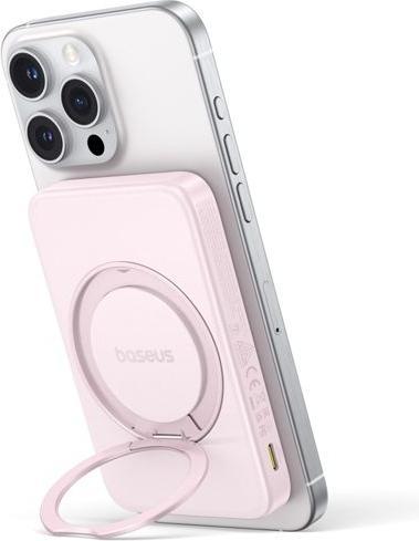 Productafbeelding Baseus powerbank with stand PicoGo Qi2 5000mAh 20W (pink) (5000 mAh, 20 W, 18.50 Wh)