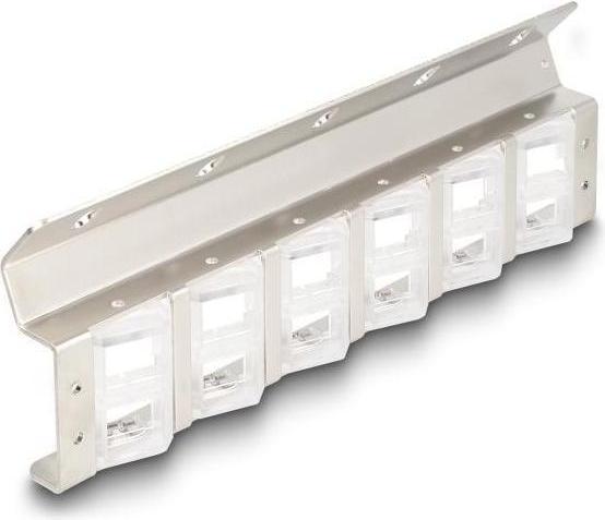 Actual product image Delock Keystone bracket 12 port tiltable for 10" or 19" R