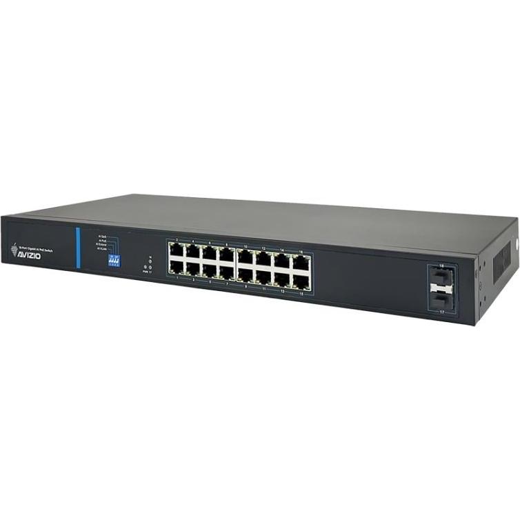 Thumbnail - Avizio Switch 16x RJ45 PoE 1Gb/s + 2x SFP Uplink 1Gb/s (16 Ports), Netzwerk Switch, Schwarz