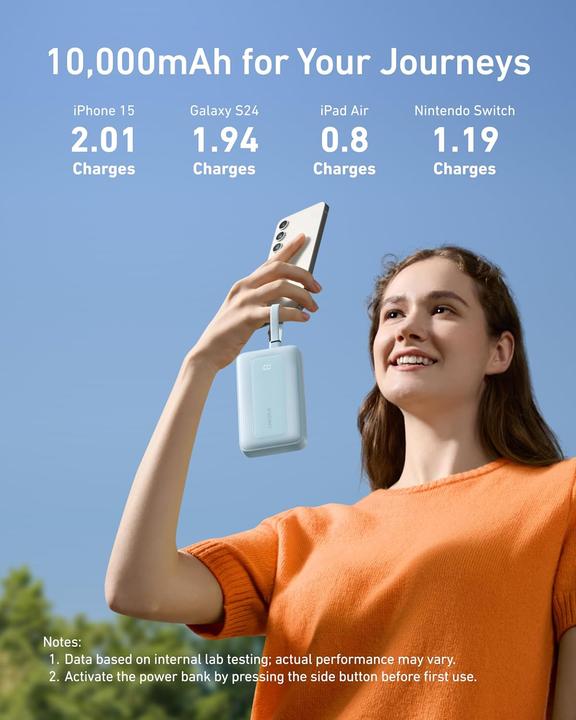 Image du produit Anker Banque de puissance 10K, 30W Blanc (10000 mAh, 30 W, 37 Wh)