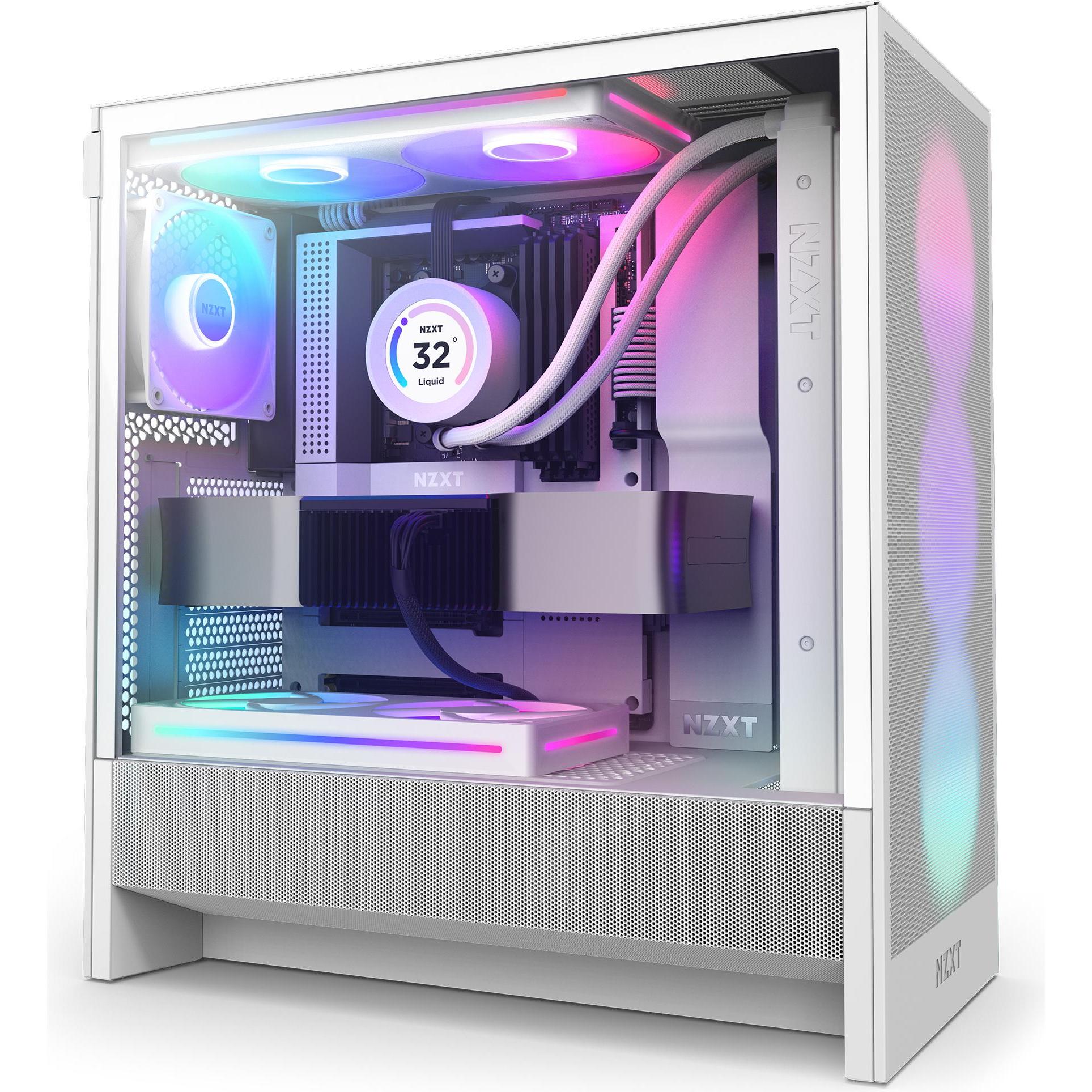 NZXT H5 Flow RGB ( 2024 ) (weiss, Tempered Glass) (ATX, Micro ATX (mATX), Mini-ITX), PC Gehäuse, Wei