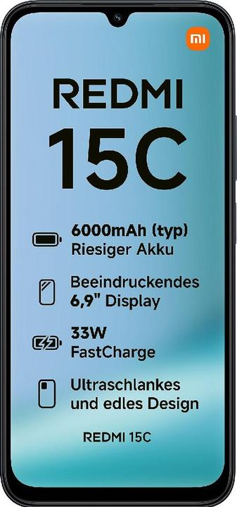 Actual product image Xiaomi Redmi 15C (256 GB, Midnight Black, 6.90", Dual SIM, 4G)