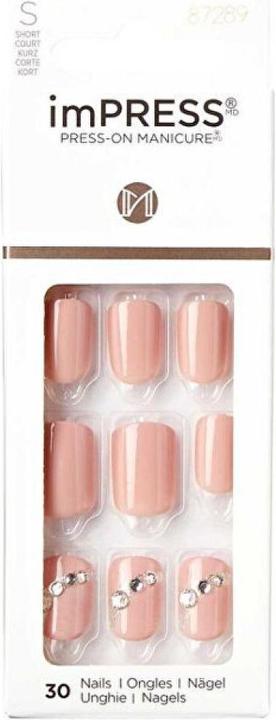 KISS My Face - imPRESS Nails Crystalossom - Unghie autoadesive (30 pezzi) - - (Unghie artificiali, Fiore di cristallo)