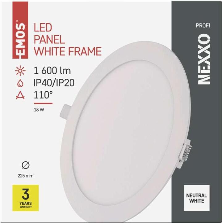 Produktbild Emos LED-Einbauleuchte NEXXO, rund, weiss, 18W, neutralweiss (1600 lm)