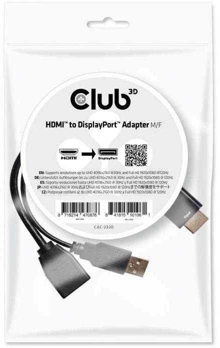Produktbild Club 3D HDMI zu (DP, 18 cm)