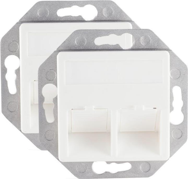 Actual product image Shiverpeaks ®-BASIC-S--Network junction box for Keystone, 2-fold with angled outlet only with centring plate