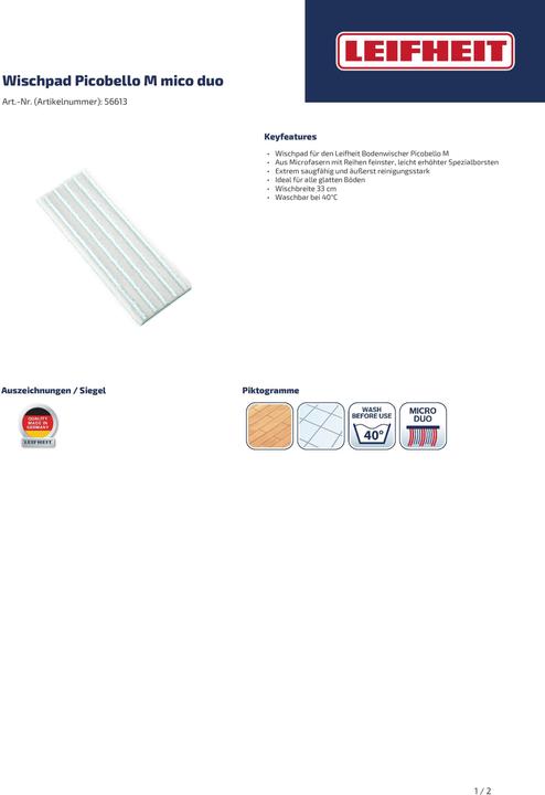 Produktbild Leifheit Wischpad Picobello M mico duo (1 Stk.)