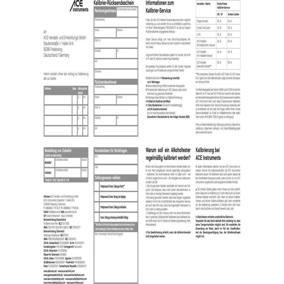 Thumbnail - Ace, Alkoholtester, 100082 Kalibrier-Gutschein