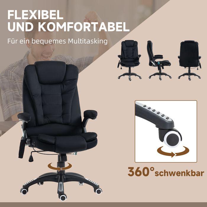Produktbild Swisshandel24 Bürostuhl mit Massage- & Wärmefunktion, ergonomisch, Schwarz (45 - 55 cm)