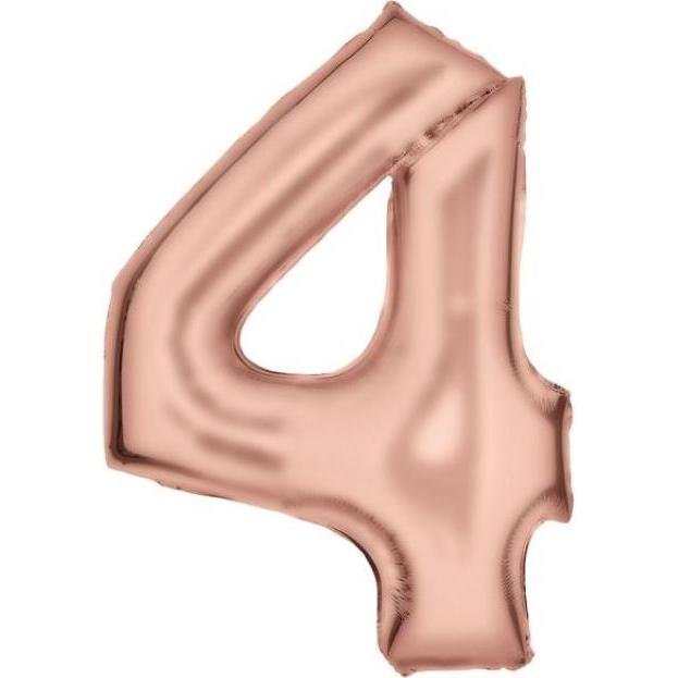 Amscan Zahlenballon Roségold Zahl 4 Seidenglanz - 86cm - leer