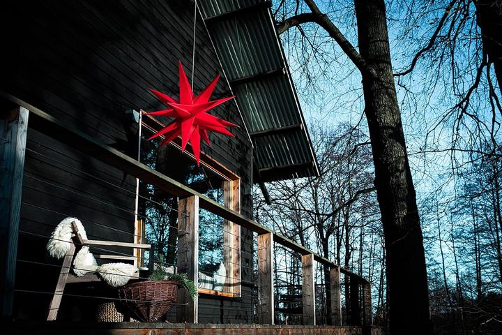 Actual product image Novaliv Poinsettia decorative star | 40cm RED | indoor and outdoor | for E14 bulb with thread