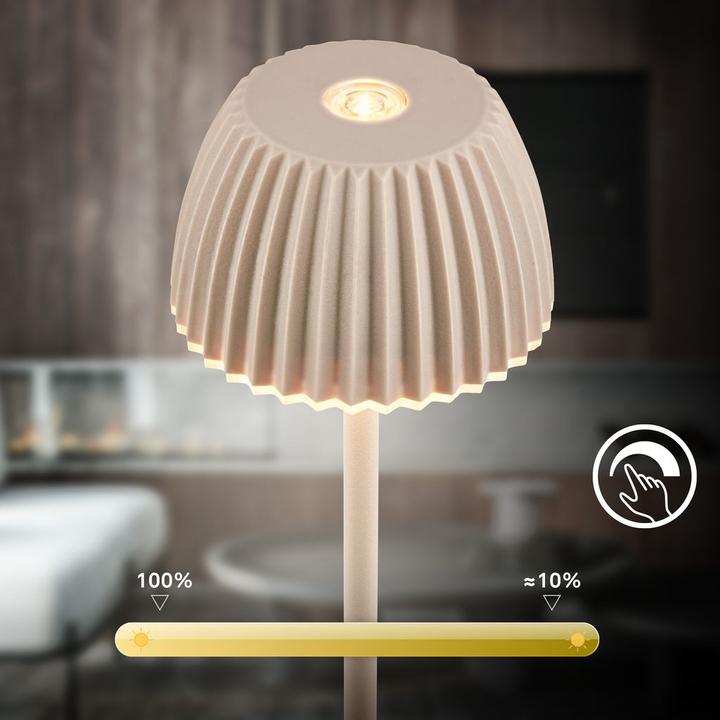 Immagine prodotto Briloner Brilo unplugged RIFFLE Akku Nano Tischleuchte mit Lichtkante - Beige (130 lm)