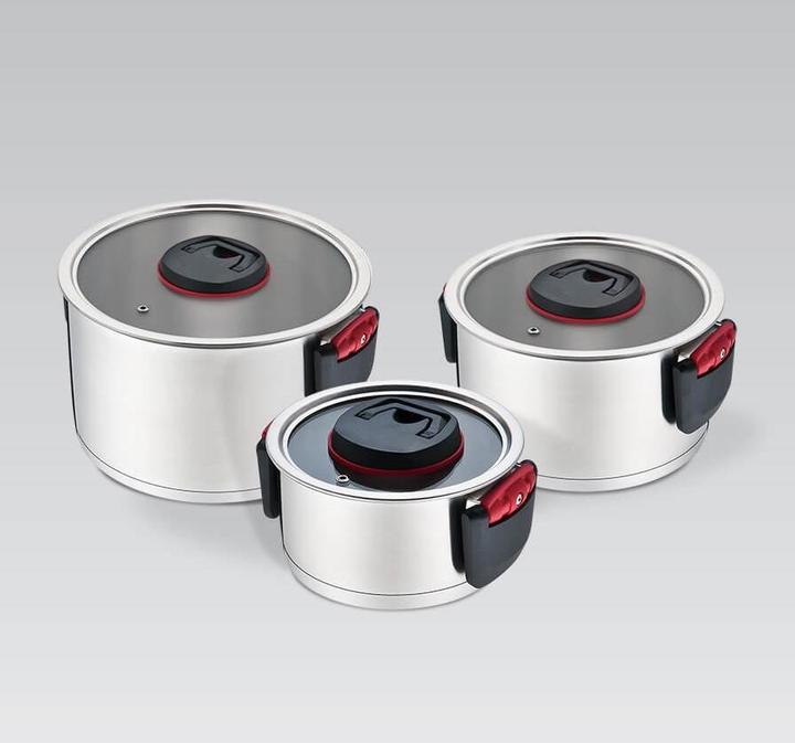 Actual product image Maestro MR-3530-6 Topfset mit Klappgriffen 6 Stück (24 cm, Pan set + pot set, Stainless steel)