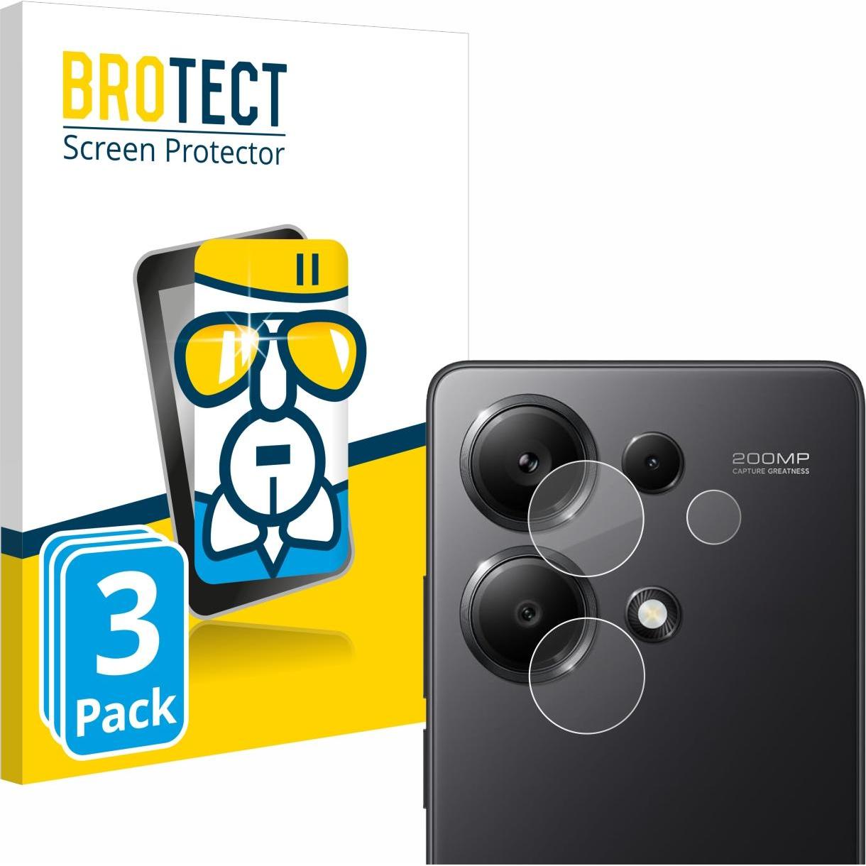 BROTECT AirGlass Panzerglasfolie (3 Stück, Xiaomi Redmi Note 13 Pro 4G), Smartphone Schutzfolie, Transparent
