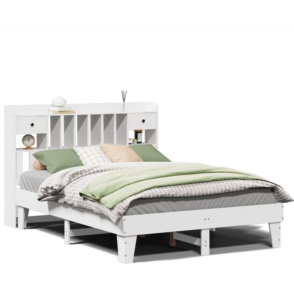 VidaXL, Bett, Massivholzbett Holzbett Bett Doppelbett ohne Matratze Weiss 160x200cm (160 x 200 cm)