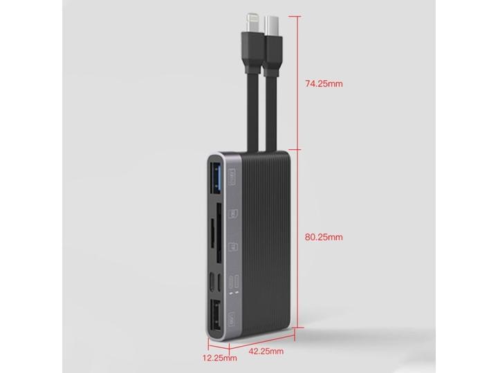 Immagine prodotto PowerGuard 6-in-1 Multifunction Card Reader Photo USB 3.0 Adapter Lightning & Type-C
