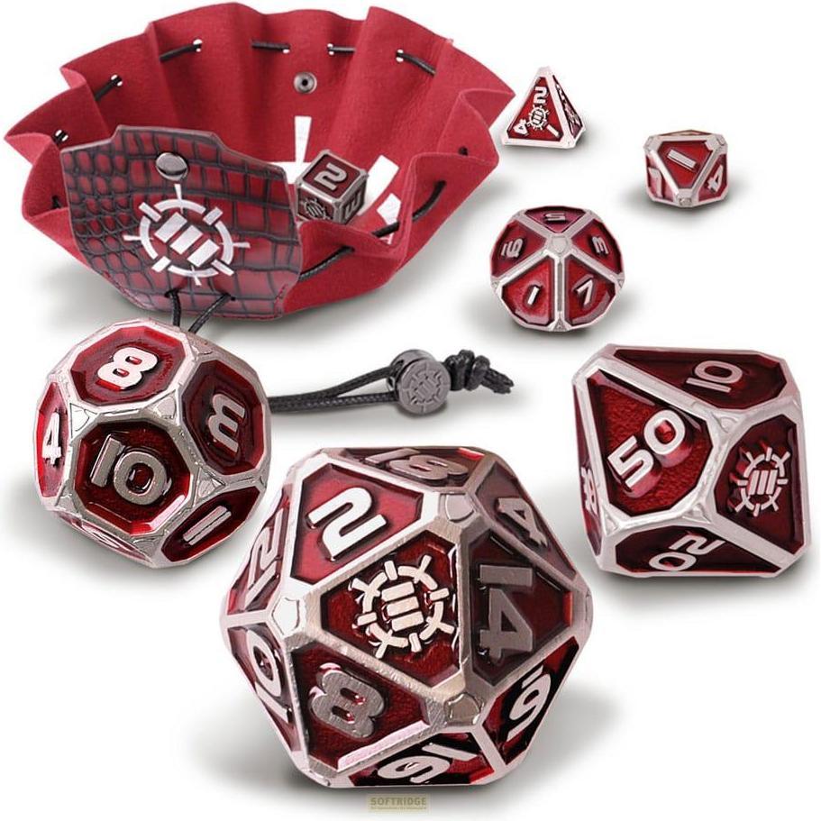 Enhance Tabletop Collectors Edition 7pc Metal RPG Dice Set Red