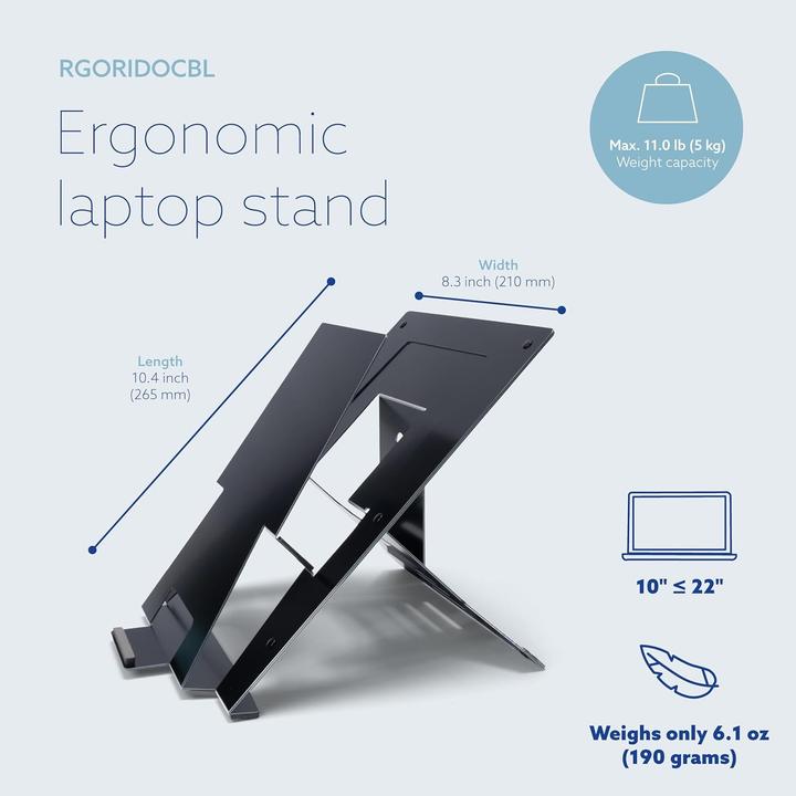 Immagine prodotto R-Go Tools R-Go Laptop Stand 10"-20" Max.5KG Alu Riser nero